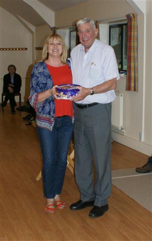 Bert presents Billie with the prize for Highest ladies score 